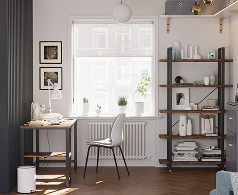 VASAGLE tall bookshelf with open shelves and drawers for home organization