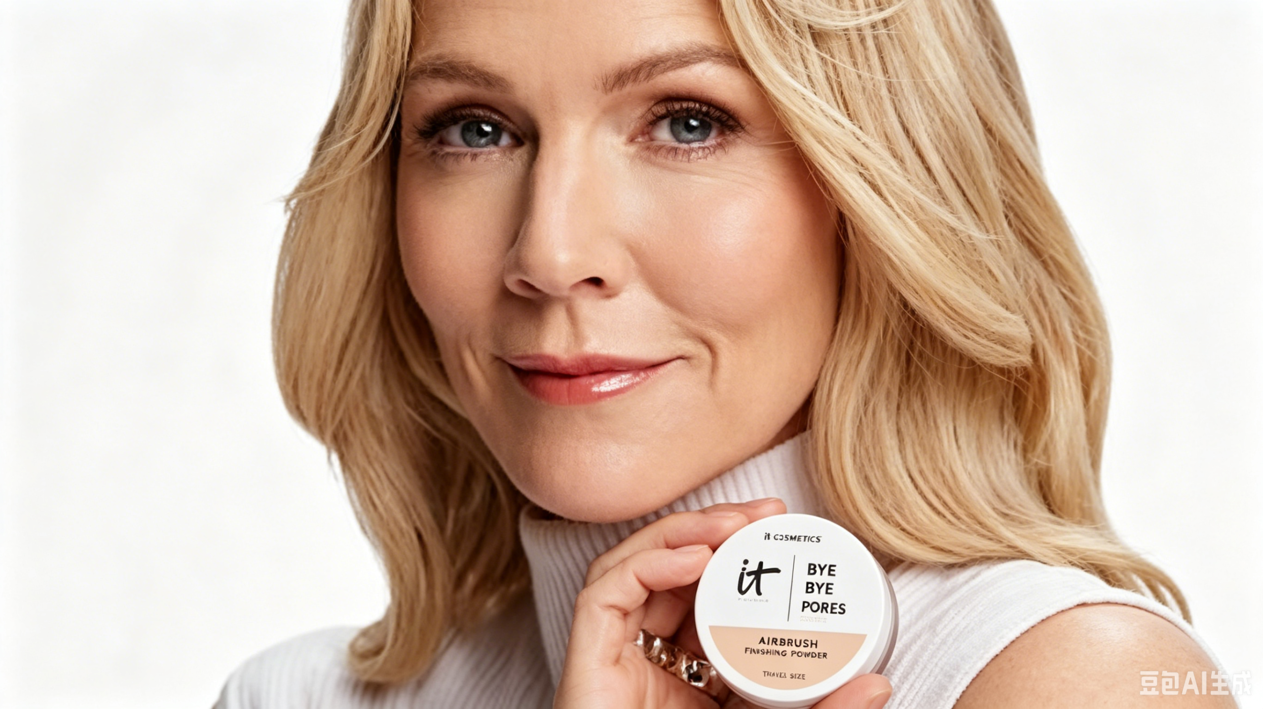 IT Cosmetics CC+ cream studio shot, dermatologist developed multi-task makeup and skincare for mature dry sensitive facial skin