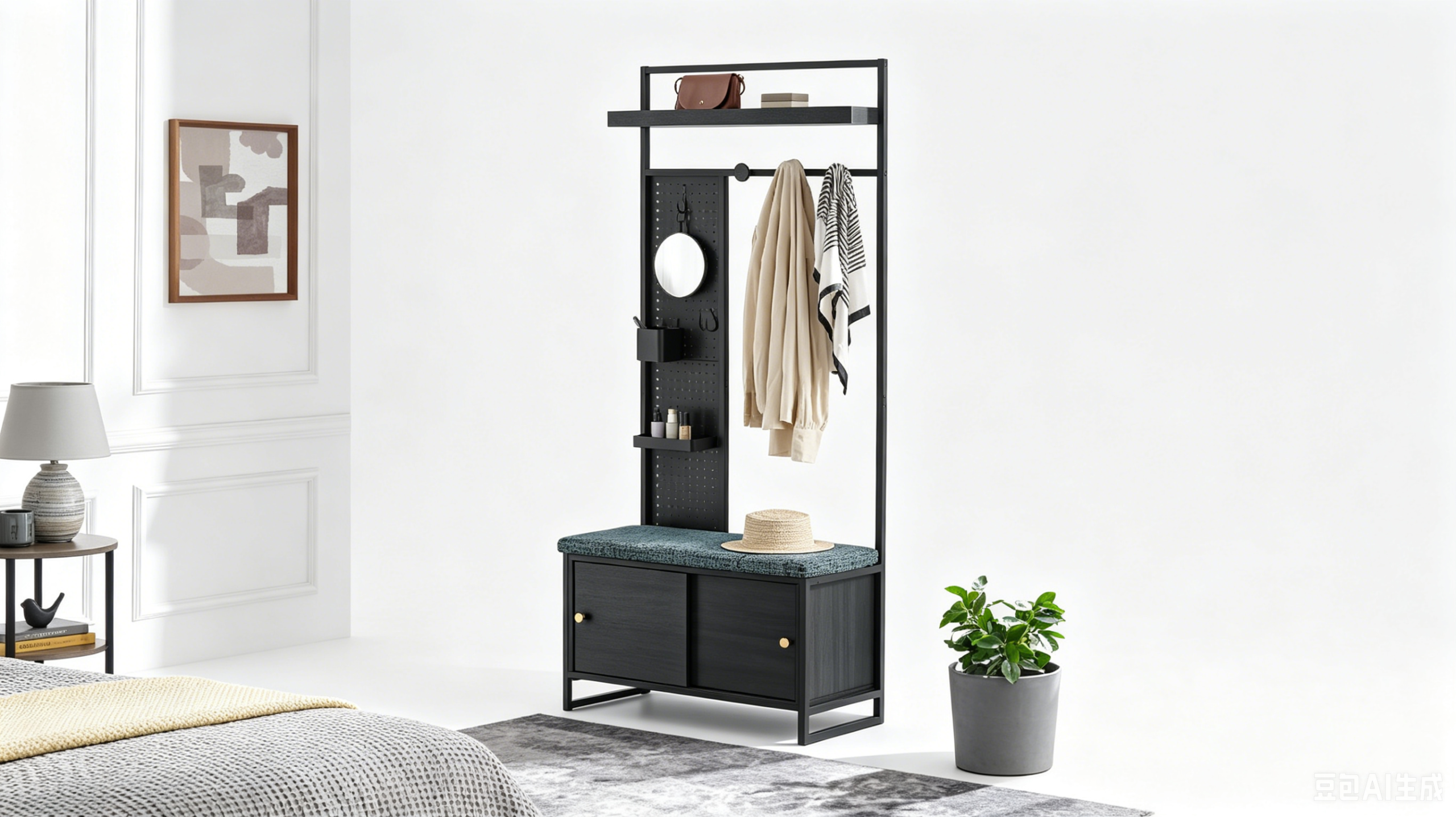 VASAGLE narrow freestanding bathroom storage cabinet studio shot for clutter organization in compact tight bathroom spaces